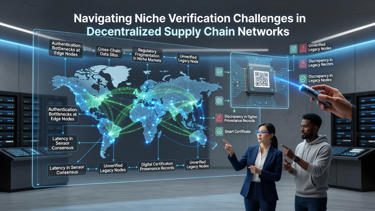 Illustration of verification challenges with IoT sensors and blockchain nodes in supply networks